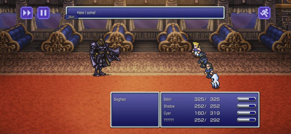 The player is in a throne room, surrounded by several other characters. The UI indicates that its currently the main characters turn to act in combat, with 130 health points remaining and an accuracy of 95.