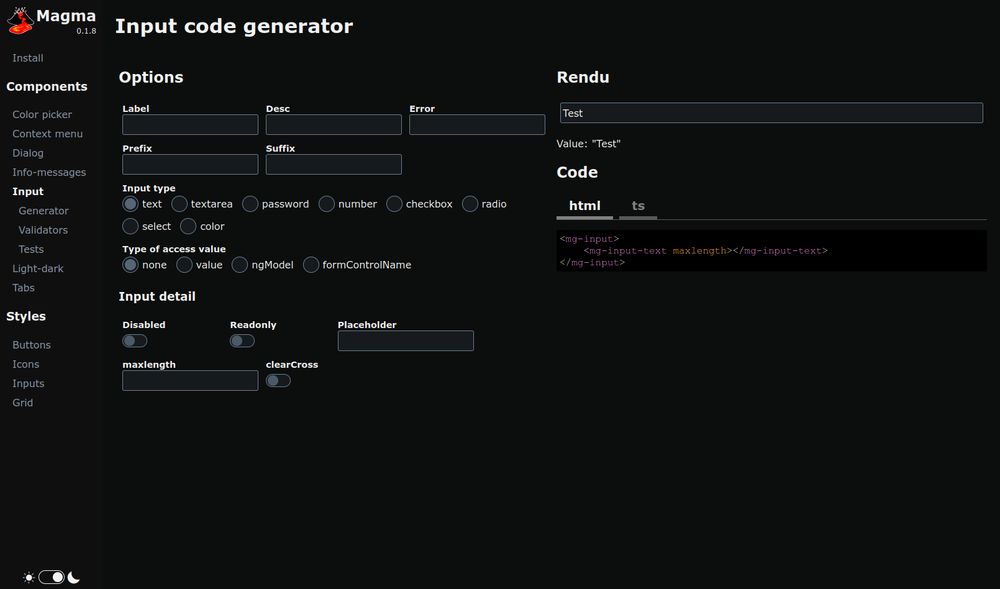 Code generator for inputs
