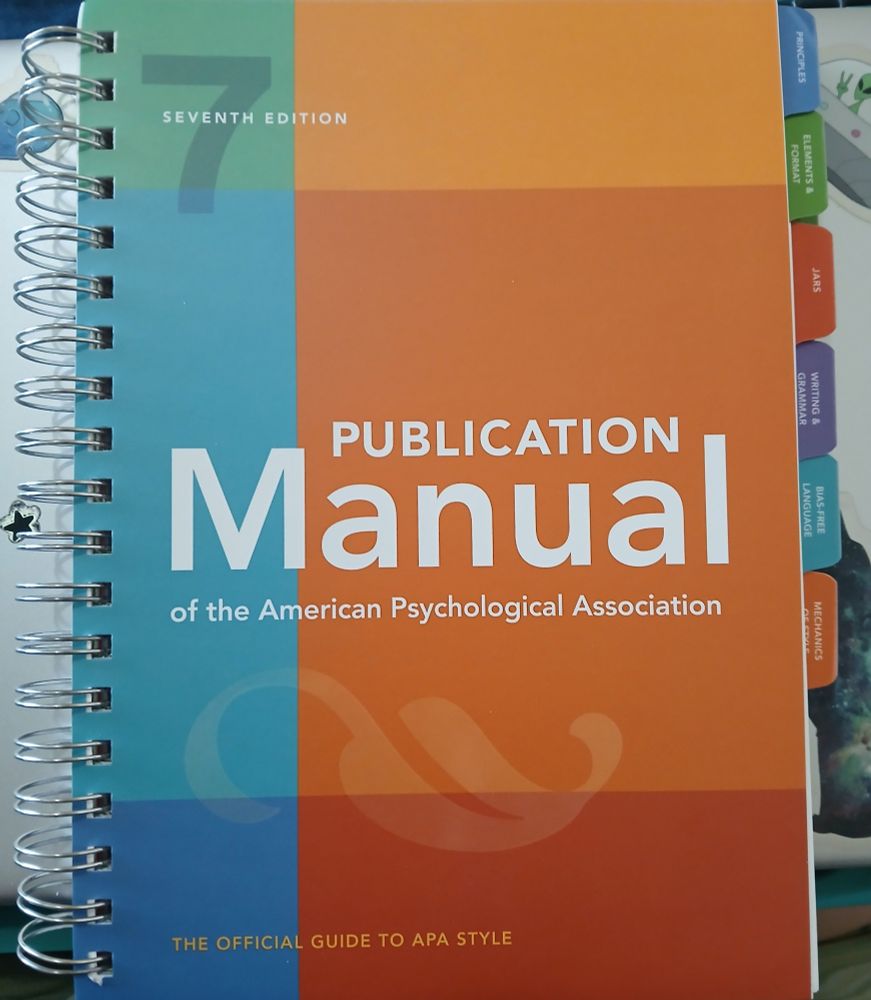 An image of the spiral-bound Publication Manual of the American Psychological Association, Seventh Edition (2020).