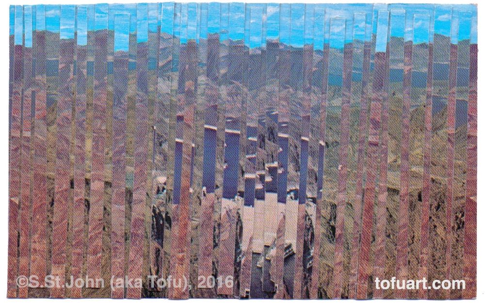 Collage made of postcards of Hoover Dam.