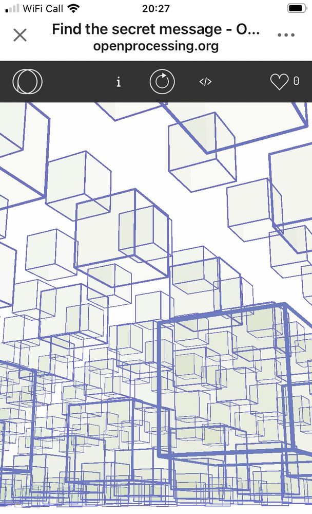 1,000 transparent boxes floating in space on the Open Processing website.