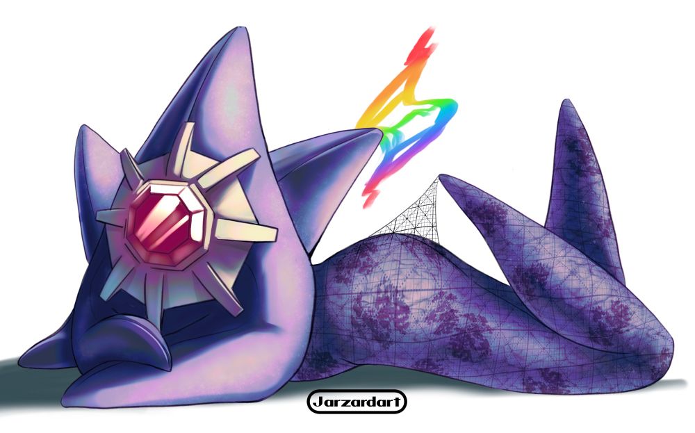 Mega starmie posed like the reference image. 