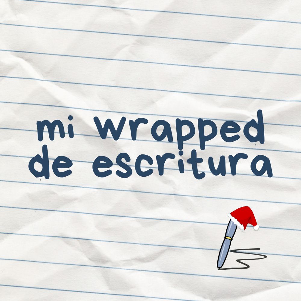 "mi wrapped de escritura" en letras grandes y azules, de fondo, una hoja de papel arrugada.