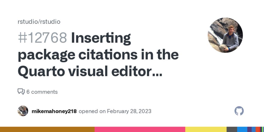 Inserting package citations in the Quarto visual editor generates incorrect BibTex · Issue #12768 · rstudio/rstudio