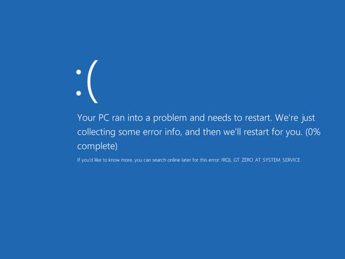 A screenshot of the Microsoft Windows “ Blue Screen of Death “ from modern Windows devices