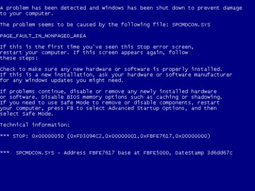 A screenshot of the Microsoft Windows “ Blue Screen of Death “ from Windows XP, Vista, & 7  