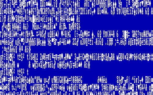 A screenshot of the first Microsoft Windows “ Blue Screen of Death “ from 1985  