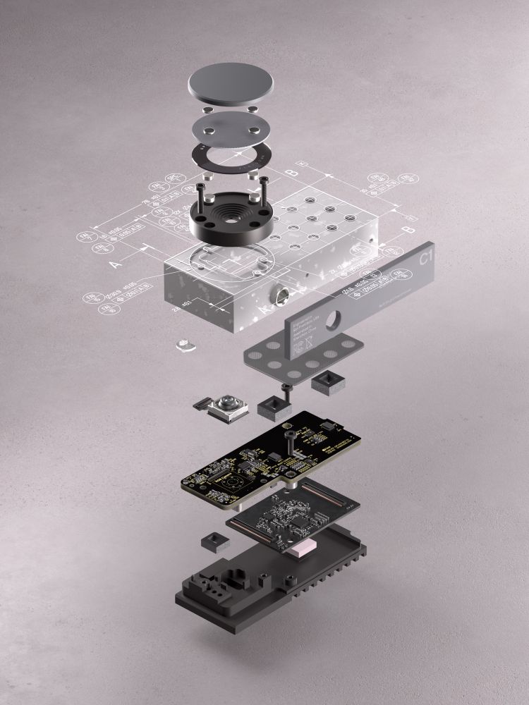 Exploded view of the Opal C1 webcam