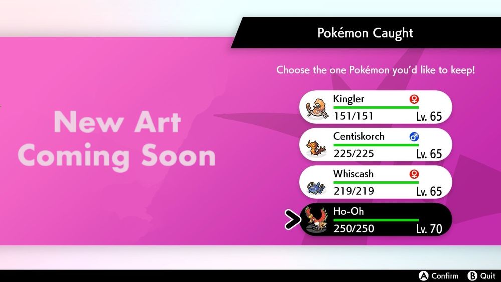 A screenshot of a Ho-Oh DA with the Ho-Oh replaced with the placeholder text from TCG Pocket
