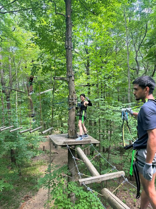 People on ropes course