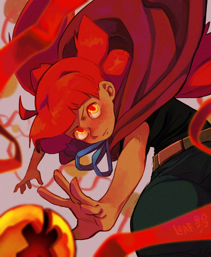 Lupe, the main character of Four Leaf Webtoon, reaching out for a bell.