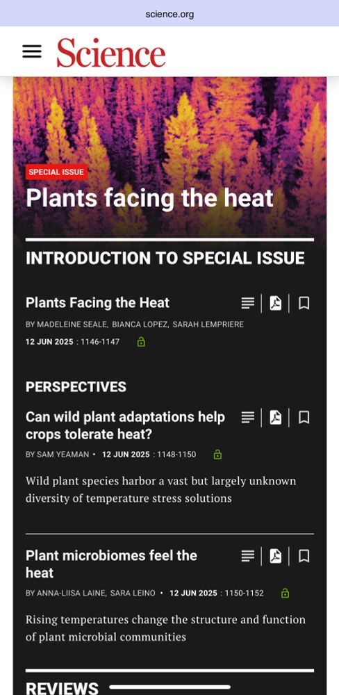 Cover June 12, 2025 Science journal, concerning plants, e.g.food crops, and whether heat adaptation is feasible. 