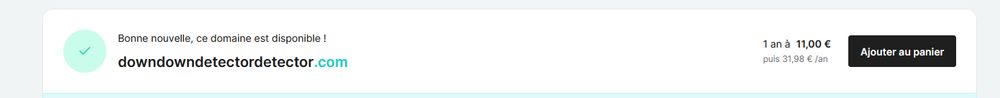 Bonne nouvelle, ce domaine est disponible !
downdowndetectordetector.com