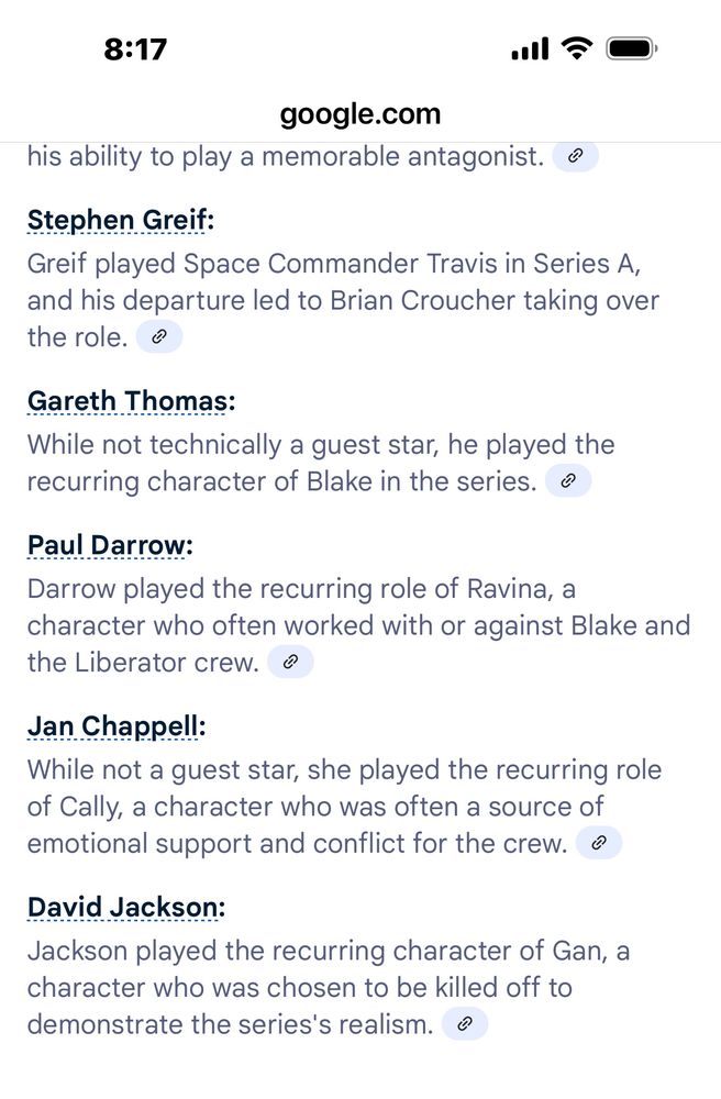AI says Paul Darrow played Ravina in Blake’s 7