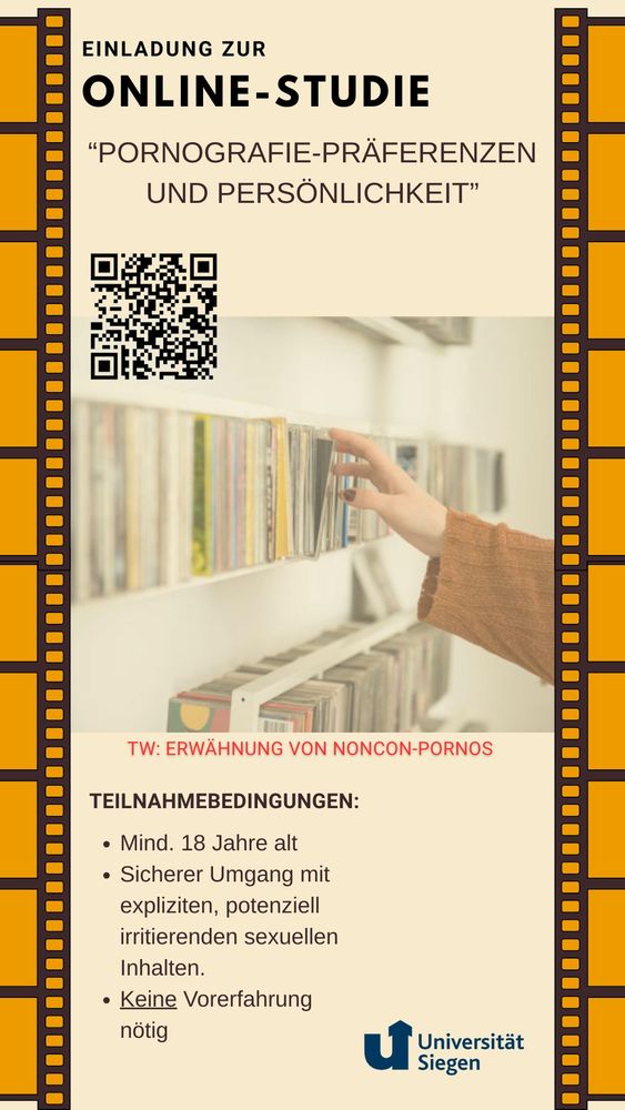 Online Studie "Pornografie-Präferenzen und Persönlichkeit". TW: Erwähnung von Noncon-Pornos. Uni Siegen. 