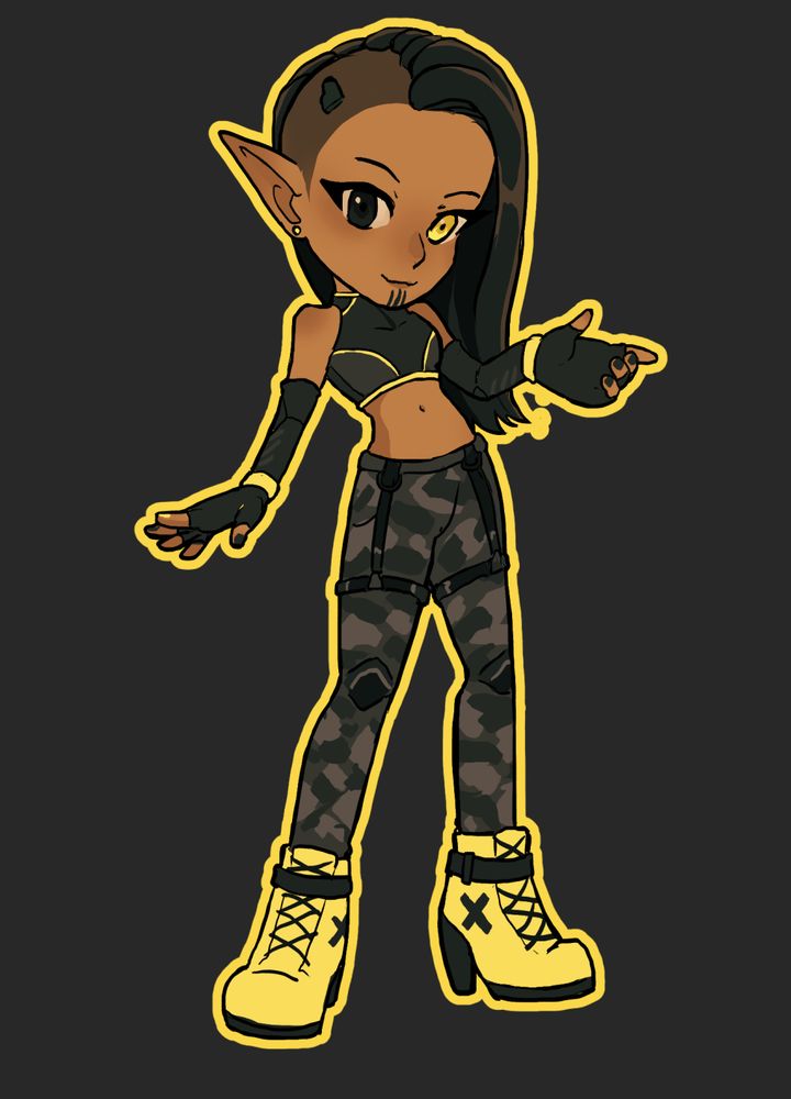a chibi drawing of my character, Saturn Trick