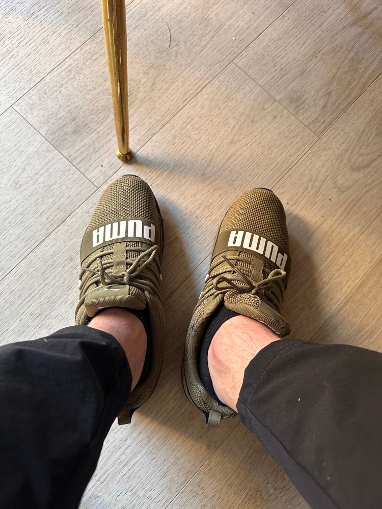 New green Puma trainers for work 