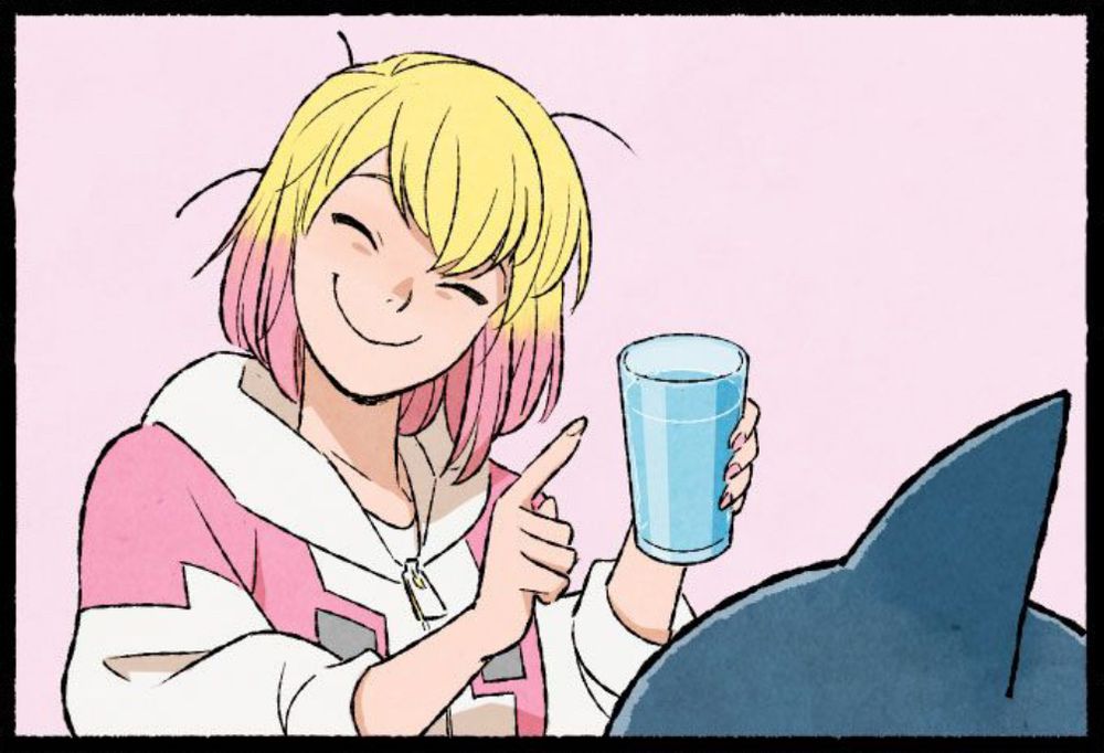 Gwenpool trying to give Jeff a glass of water