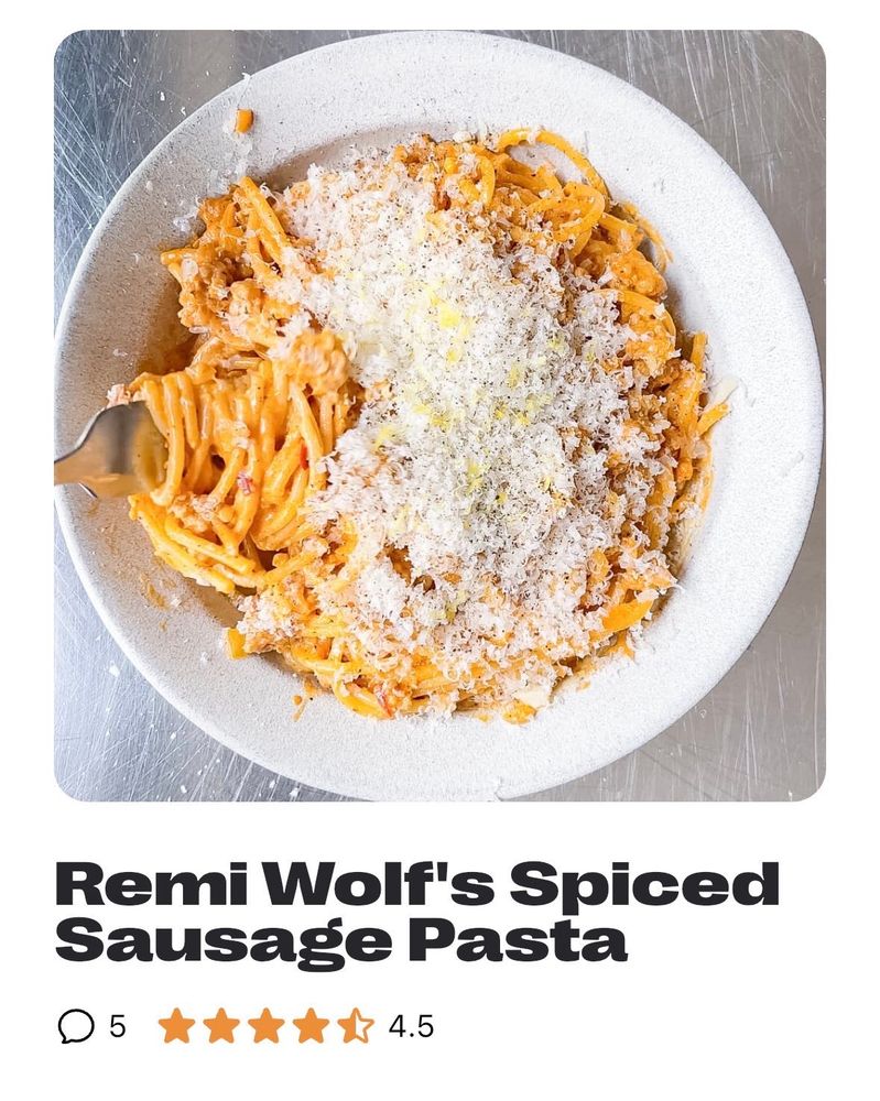 Recipe headline for Remi Wolf’s sausage pasta 