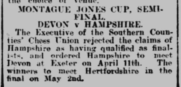 Devon vs Hampshire Montague Jones Cup ruling - Source Western Gazette