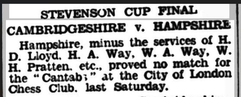 Hampshire Advertiser column on Hampshire Stevenson Cup Final match against Cambridgeshire.