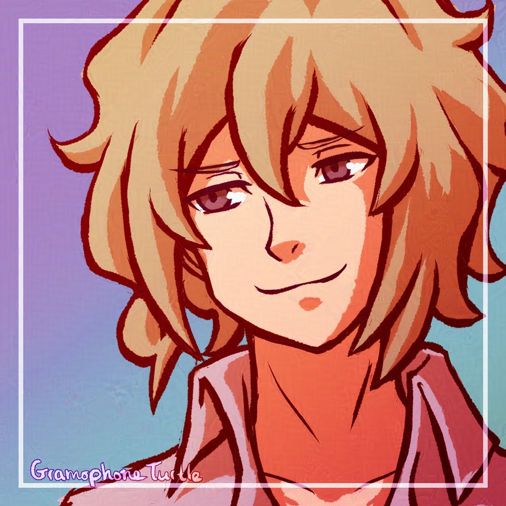 Digital art of Joshua from The World Ends With You, looking slightly annoyed while smiling.