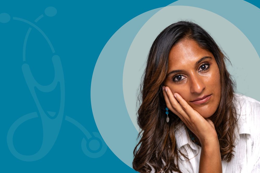 Headshot of Dr. Gill on abstract blue background
