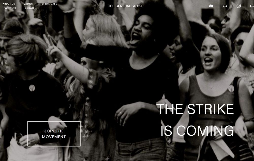 Screenshot of street demonstration from General Strike website