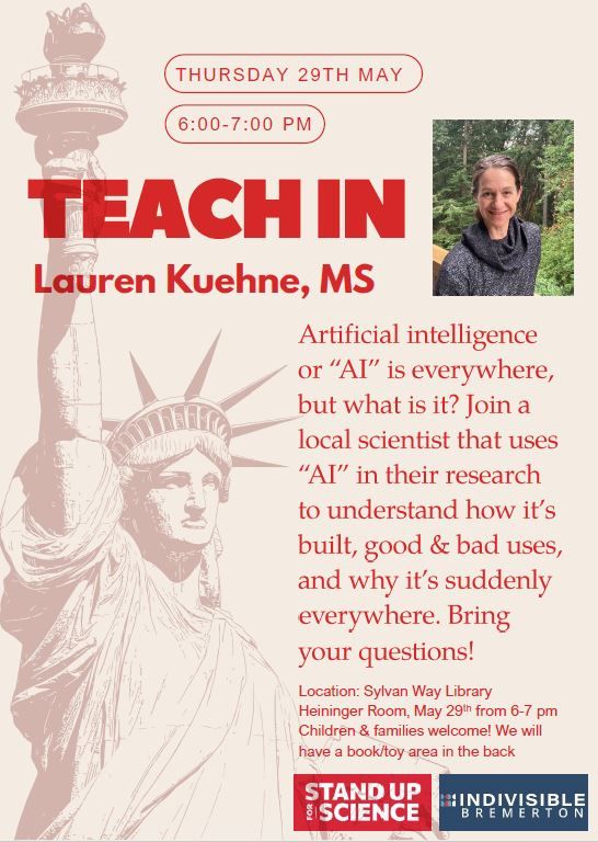 Flyer for a teach held in Bremerton WA in May in about Artificial Intelligence 