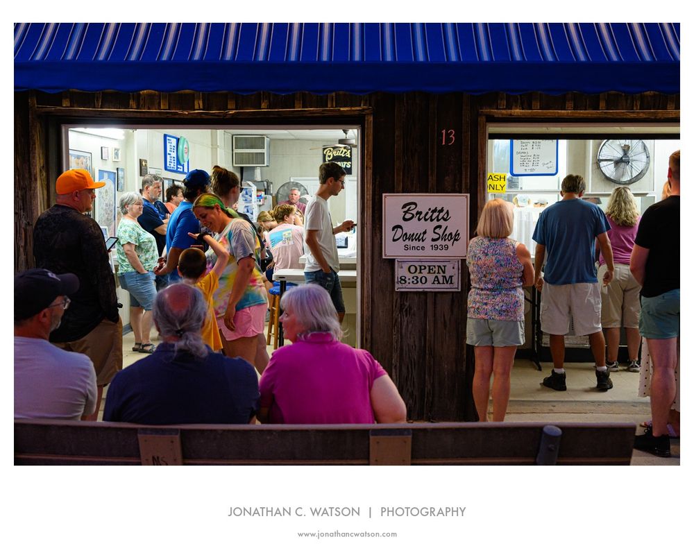 People line up to get a taste of the famous Britts Donuts in Carolina Beach (NC)