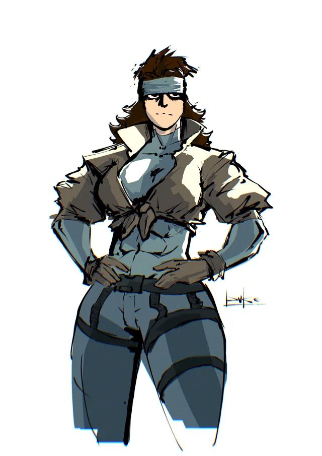 Female Snake, a busty long-haired redhed in a sneaking suit with wide hips and thicc thighs.