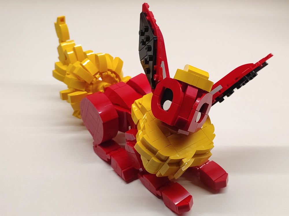 LEGO creation of a Flareon from Pokémon (laying).