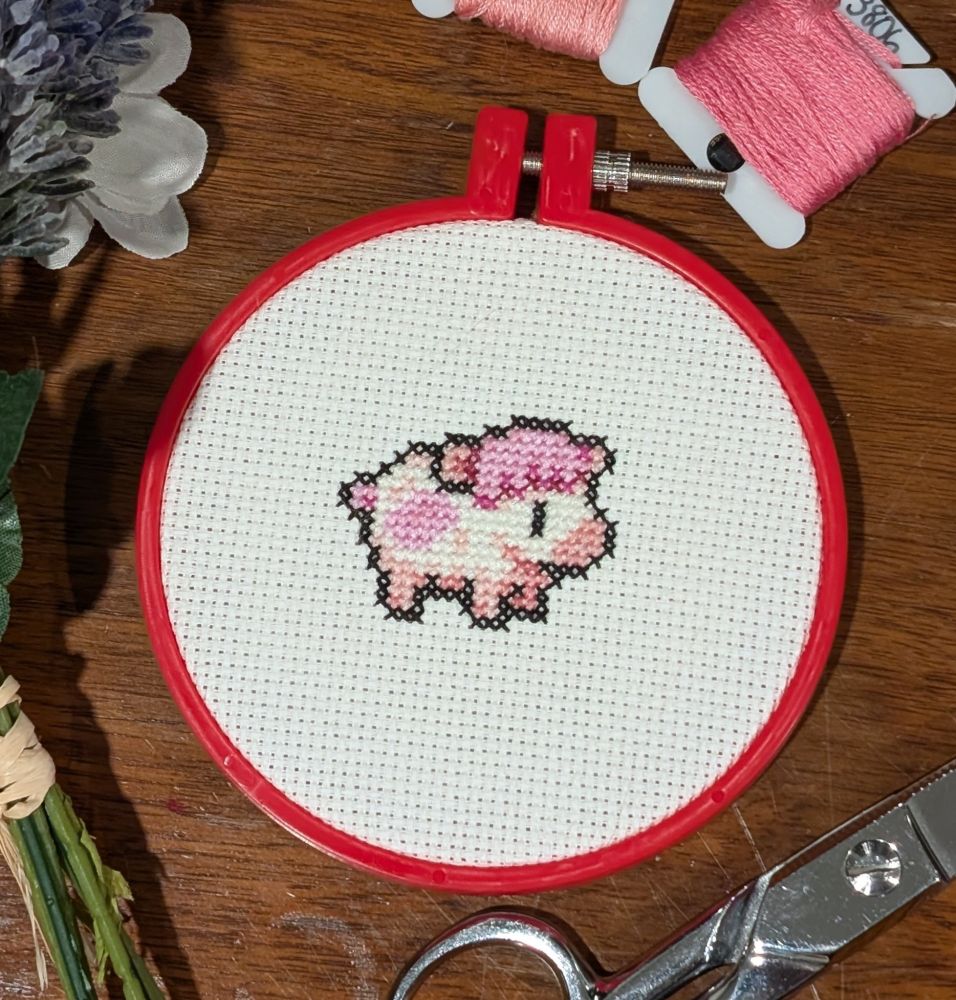 Strawberry cow fields of mistria cross stitch