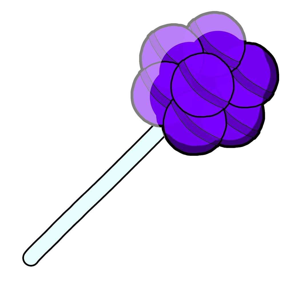 grape lolypop with multiple smaller grape lolypop orbs connected to each other