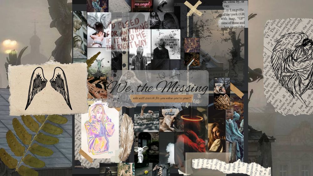 Moodboard with angel and city imagery 