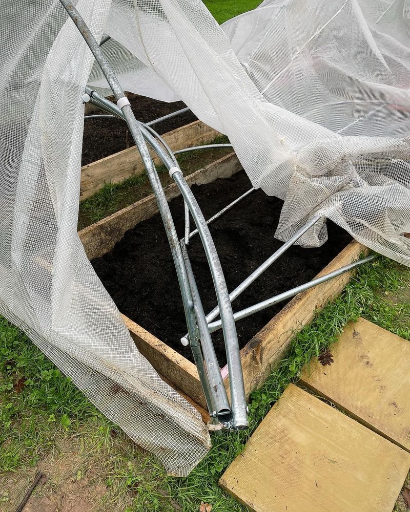Storm damaged polytunnel at the Cranbrook Community Garden in Devon