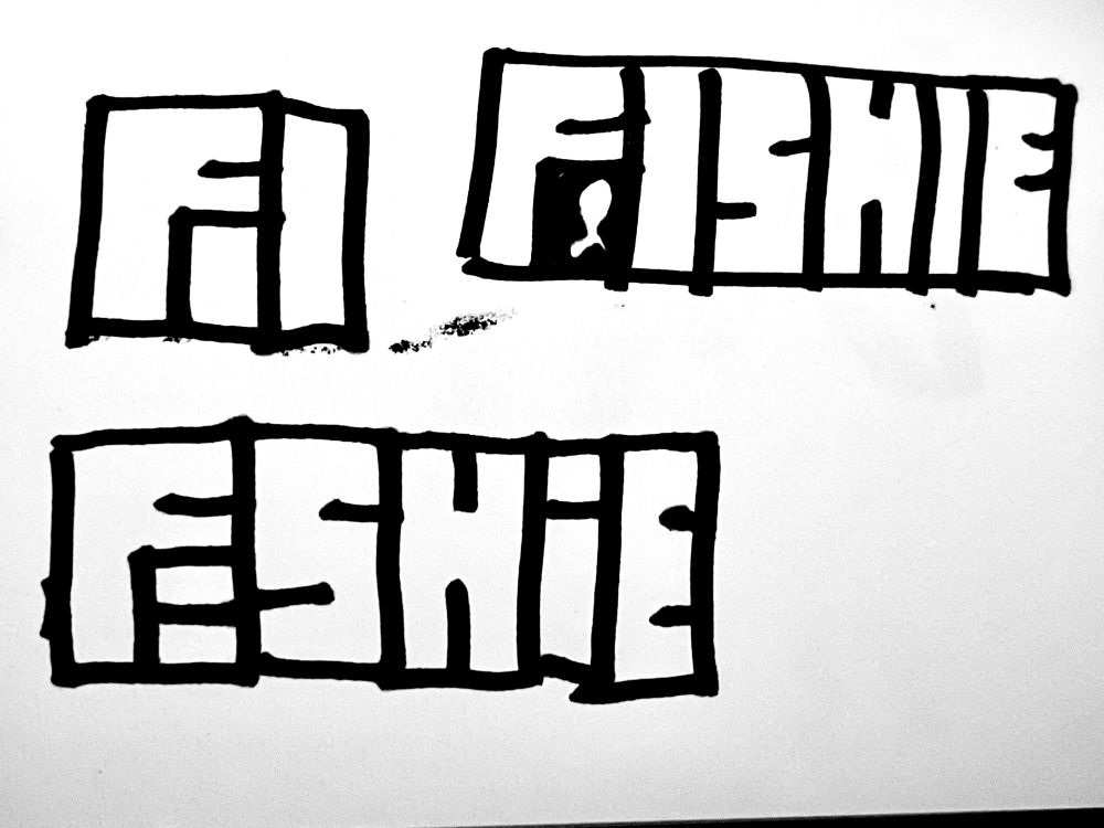 “FISHIE” written in blocky letters