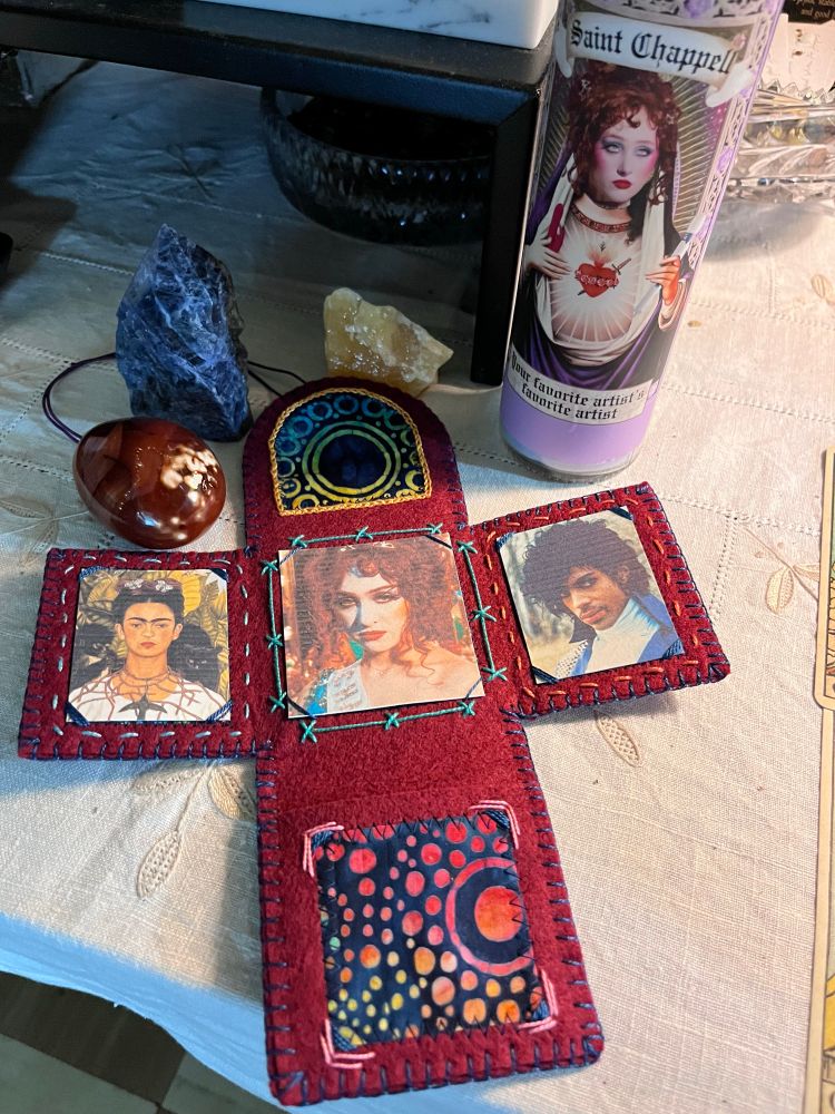 Consecrating my pocket altar with crystals and candles