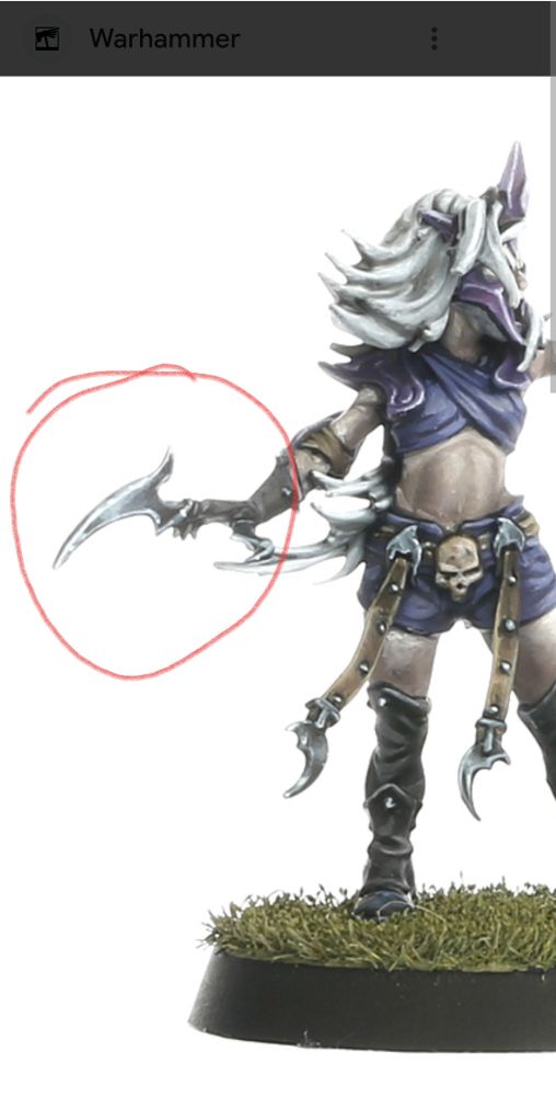 Bloodbowl witch elf thumb. You know the one...