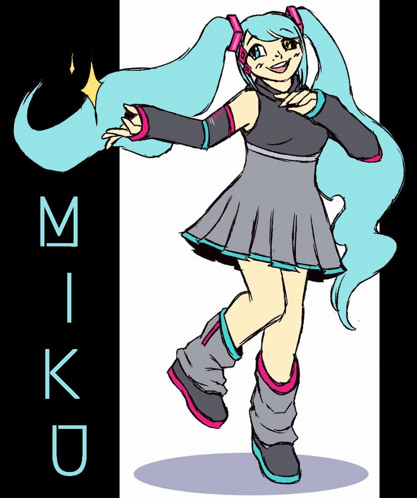 a drawing of my own version of hatsune miku!! 