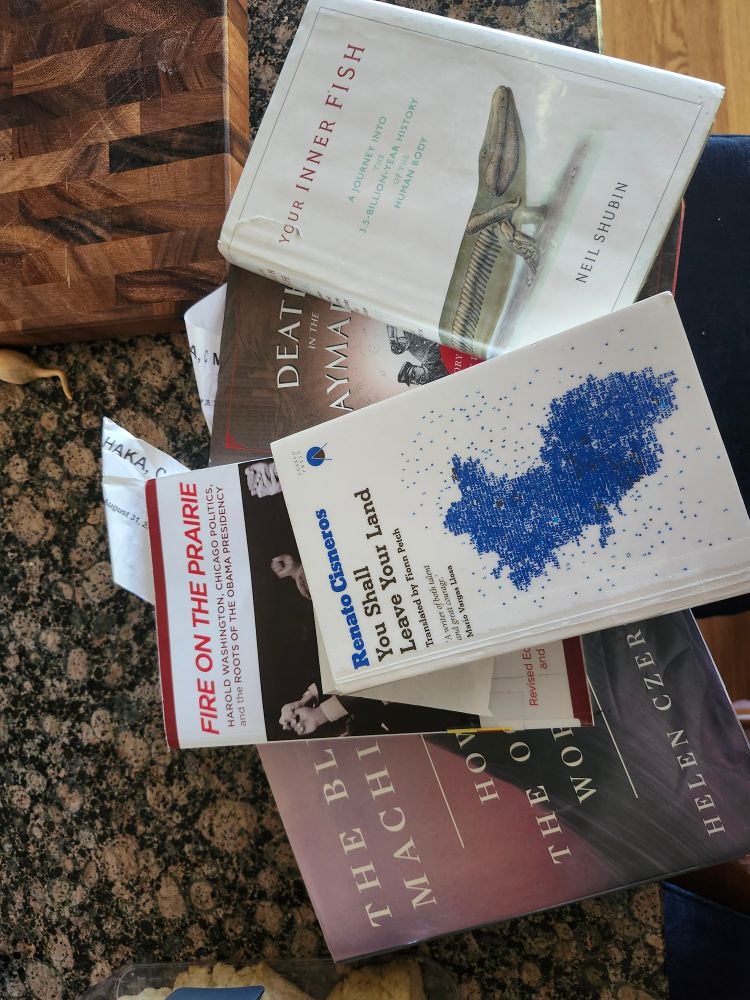 Five books in a pile