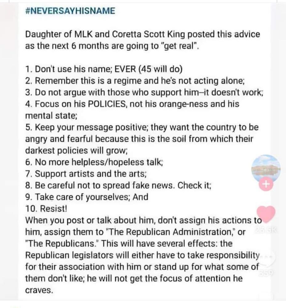 A list of written advice from MLK family members on how to move forward under the newly elected president. 