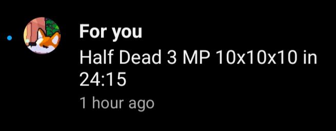 Youtube notification recommending my own speedrun video to me.