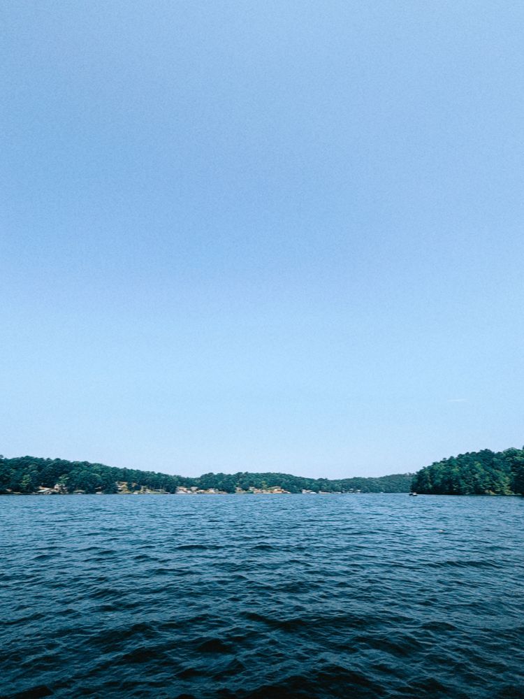 Lake, trees, and sky 