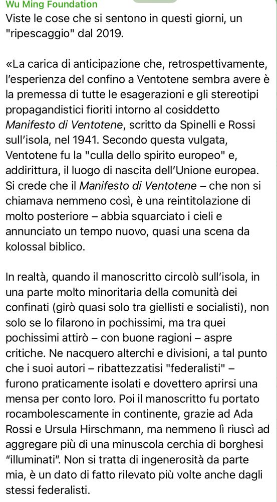 Wu ming su manifesto di Ventotene 