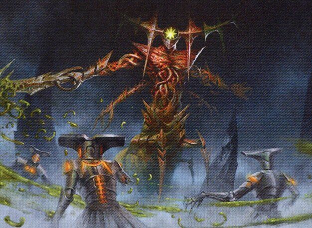 Art for the Magic: the Gathering card 'Paladin of Predation' from the set 'Phyrexia: All Will Be One' by the artist 'Lorenzo Mastroianni'