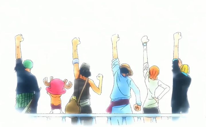 Six people stand side by side raising their left arms in the air. Their raised arms are marked with a black X on the forearm.