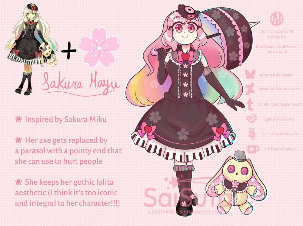My fanmade Sakura alt for the Vocaloid MAYU (and Usanomimi), complete with some design notes!