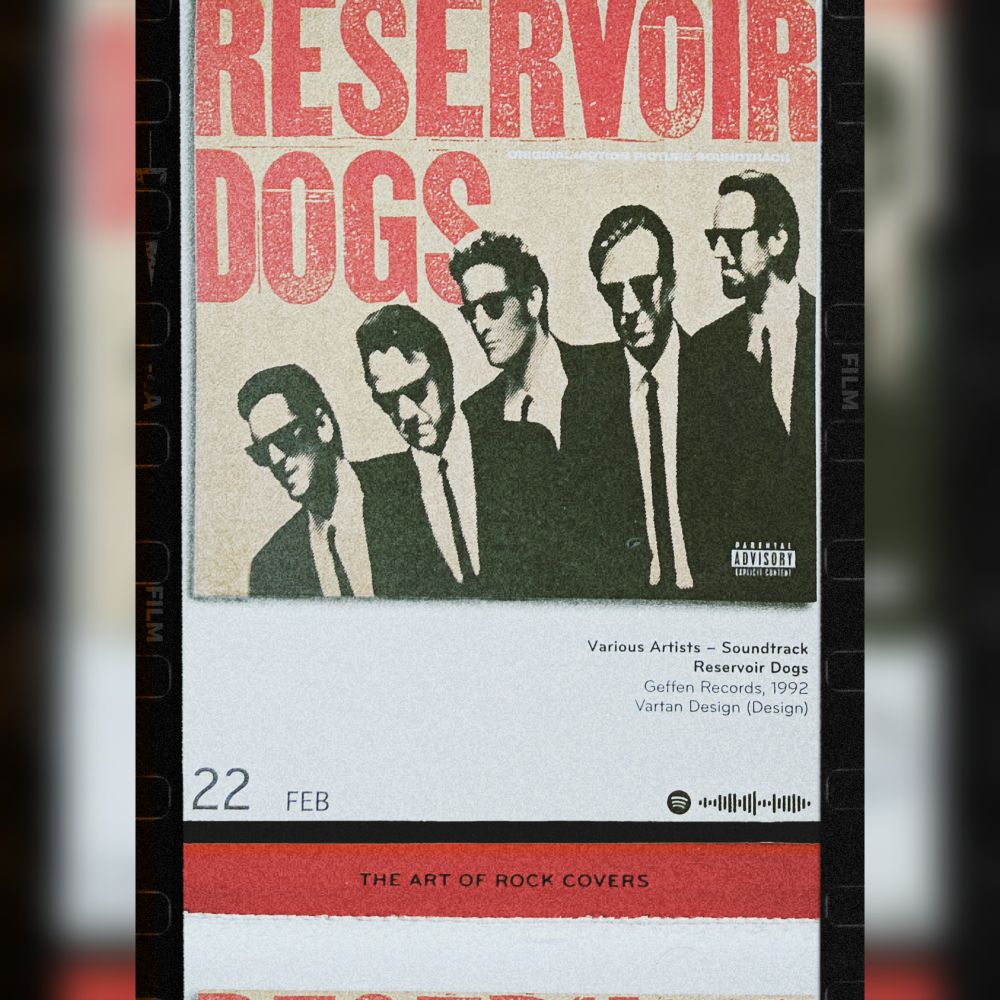Abreißtageskalender von seltmann mit dem Kalenderblatt des Vinyl-Covers der Soundtrack LP "Reservoir Dogs" (1992) von Various Artists