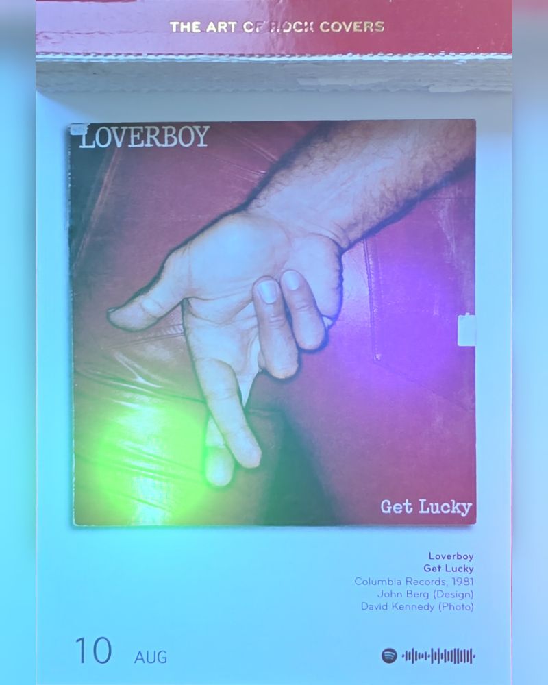 Abreißtageskalender von seltmann mit dem Kalenderblatt des Vinyl-Covers der LP "Get Lucky" (1981) von Loverboy